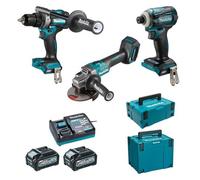 Ensemble de 3 machines 40 V max XGT (DF001G + GA005G + TD001G) - MAKITA - avec 2 Batteries 40V 4Ah - chargeur - MakPac DK0125G301