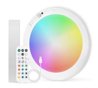 Combuh RGB Plafonnier Led Sans Fil Rechargeable Lumière Douche Sans Électricité Detecteur, Jusqu'à 75 Jours de Veille 5000mAh Luminaire Salle de Bain a Pile avec Télécommande pour Chambre Salon 1 pc