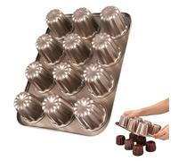 Comebachome Canele Molds Moule à Canele antiadhésif à 12 cavités, moules de cuisson en acier au carbone, plat de cuisson 13, 8x10 pouces pour gâteau muffins au pain Canneles, décoration