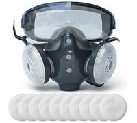 Comebachome Masque respiratoire complet avec filtres, masque à gaz réutilisable pour les travaux chimiques de meulage de peinture