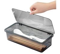 Comebachome Organisateur d'argenterie avec couvercle Boîte de rangement d'argenterie ventilée transparente avec drainage 10, 6x4, 7x2, 8 pouces Organisateur de couverts en PP empilable pour la maison