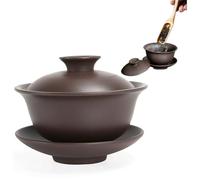 Comebachome Tasse à thé Gaiwan 5oz Zisha tasse à thé chinoise en argile violette 3.9x3.2 bol Kungfu avec couvercle et soucoupe Gaiwan traditionnelle, décor
