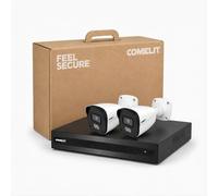 Comelit Kit de vidéosurveillance PoE 4 MP avec NVR 4 canaux et disque dur 1 To, 2 caméras IP pour extérieur avec vision nocturne en couleurs, audio intégré et application smartphone