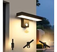 Comely 17W Applique Murale Exterieur avec avec Détecteur de Mouvement, Étanche IP65 Lampe Exterieur Murale, Rotation à 350° Panneau LED Applique pour Terrasse Entrée Jardin Garage, Noir, 3000K