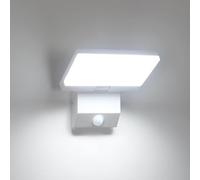 Comely 24W 6500K Applique Murale Extérieure avec Détecteur de Mouvement, Étanche IP65 Lampe Murale Blanche, Projecteur Exterieur avec Panneau LED Pivotant à 180° pour Jardin, Terrasse, Entrée