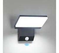 Comely 24W Applique Exterieur LED avec Détecteur de Mouvement, Lampe Murale avec LED Panneau Rotatif, IP65 Éclairage Lampe Moderne pour Entrée Jardin Garage, 6500K, Noir