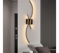 Comely Applique Murale Interieur, Lampe LED Murale Moderne 27 W Design Incurvée, Luminaire Mural 3000 K Blanc Chaud pour Chambre, Salon, Salle à manger, Couloir, Escalier, Noir, 80 CM