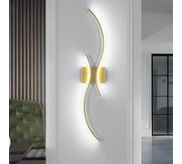 Comely Applique Murale Intérieure, 27W Lampe Murale Dorée Design Incurvé Créatif, 6500K Lumière Froide, Luminaire Mural Moderne pour Chambre Salon Escalier, 80CM