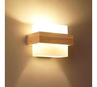 Comely Applique Murale Intérieure Bois, Moderne E27 Lampe Murale en Verre, Elégante Luminaire Mural Décoration Intérieure pour Chambre Salon Couloir Escalier Café