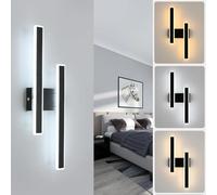 Comely Applique Murale Intérieure LED, 32W 3600LM Noir Lampe Murale Moderne, 3 Températures de Couleur Éclairage Intérieur Veilleuse Lampe de Chevet Led Murale pour Salon Chambre Bureau Escalier