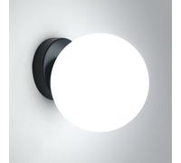 Comely Applique Murale Moderne - Lampe Murale Design Globe en Verre Noir 15 cm E27 pour Chambre, Couloir et Escalier (Ampoule Non Incluse)