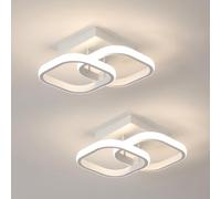 Comely Lot de 2 Plafonniers LED Modernes, 24W 2700LM Petit Plafonnier LED Carré Luminaires Intérieur pour Chambre Salon Allée Couloir Balcon, Lumière Naturelle 4500K, Blanc 24cm