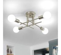 Comely Lustre Plafonnier Moderne, 4 Lumières E27 Lustre Sputnik Vintage, Plafonnier Industriel en Métal pour Chambre Salon Cuisine Salle à Manger, Nickel Brossé