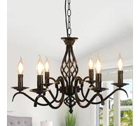 Comely Lustre Salon Moderne, 6 Têtes Noir Suspension Luminaire Vintage E14