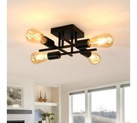 Comely Lustre Sputnik Industriel, 4 Lumières Luminaire Plafonnier Noir