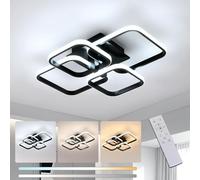Comely Plafonnier LED Dimmable avec Télécommande, 48W 5400LM Luminaire Plafonnier LED Suspendu Salon, Éclairage de Plafond pour Chambre à Coucher Salle à Manger Bureau, 3000K-6500K