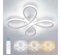 Comely Plafonnier LED Dimmable Moderne, 40W 4500LM 40cm 3000K-6500K, Luminaire Plafonnier Intérieur Forme Fleur avec Télécommande, Blanc Lampe de Plafond LED pour Chambre à Coucher, Salon