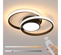 Comely Plafonnier LED Dimmable Noir, 40W 4500LM Lampe de Plafond Rond Chambre avec Télécommande 3000K-6500K, Luminaire Plafonnier Salon Moderne pour Cuisine Couloir Salle à Manger, Dia 40cm