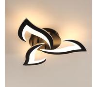 Comely Plafonnier LED, Luminaire Plafonnier 52cm 36W 4000LM, Lustre Salon Moderne, Lampe de Plafond de Pétale pour Salon Chambre Cuisine Salle à Manger, Lumière Blanche Chaude 3000K, Noir