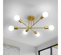 Comely Plafonnier LED Moderne, 6 Lumières E27 Rétro Lustre Lampe Suspension Vintage, Lustre Luminaire en Métal Lampe pour Salon Chambre Cuisine Couloir Loft salle à manger Bar Café, Or