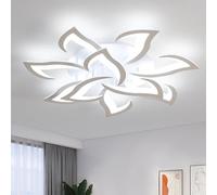 Comely Plafonnier Led Moderne 60W à 10 Têtes, Lustre Salon Blanc en Forme de Fleur, Luminaire Plafonnier Design en Fer et Acrylique, Plafonniere Led 6500K pour Chambre, Salon, Cuisine et Bureau