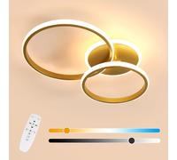 Comely Plafonnier LED Moderne Or, 42W Lampe de Plafond Dimmable avec Télécommande 3000K-6500K, Lustre Plafonnier LED Rond pour Chambre Salon Salle à Manger Couloir