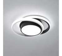 Comely Plafonnier LED, Rond Lampe de Plafond 32W, Moderne Luminaire Plafonnier pour Couloir Coucher Salle de Bains Cuisine Salon, Blanc Froid 6500K, Longueur 28cm, Noir+Blanc