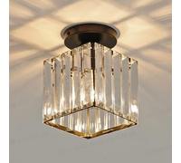 Comely Plafonnier Moderne en Cristal, Luminaire Décoratif Noir Lampe de Plafond avec Paralume Carré, E27 Lustre per Camera da Letto Soggiorno Cucina Ingresso Sala da Pranzo