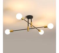 Comely Suspension 4 Lampes E27, Métal Noir/Or 71cm, Style Industriel Rétro pour Salon/Loft