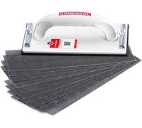 COMENSAL Kit de Ponçage Manuel - Ponceuse à Main - Bloc de Ponçage - avec de Serrage et Grille de Ponçage - Cale à Poncer - Made in EU - 230x80 mm