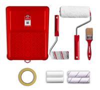 COMENSAL® Kit de Rouleau de Peinture 13 pcs - avec Manche - Ruban de Masquage - Pinceau - Bac à peinture x2 - Bache de Protection - Rouleaux en Mousse - Rouleaux 10 cm - Made in EU