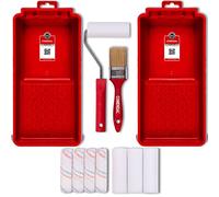 COMENSAL® Kit de Rouleau de Peinture 8 pcs - avec Manche - Pinceau - Bac à peinture x2 - Rouleaux en Mousse - Made in EU