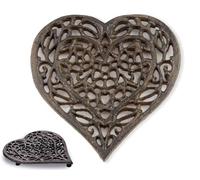 Comfify Dessous de Plat en Fonte en Forme de cœur, décoratif et Vintage, pour comptoir de Cuisine ou Table de Salle à Manger, avec Chevilles en Caoutchouc, métal recyclé, 17 x 16,5 cm, Marron Rouille