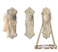 Comfify Lot de 3 crochets muraux décoratifs en fonte de style shabby chic - Vis et chevilles incluses - Crochets muraux antiques pour suspendre des vêtements - Blanc rustique