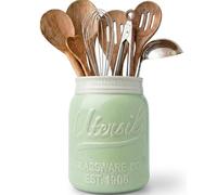 Comfify Pot Mason Grande Ouverture Support à Ustensile Cruche Organisatrice Décorative d’Équipement de Cuisine, Adapté Lave-Vaisselle - Vert, Grande Taille Haut de 7"