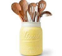 Comfify Pot Mason Grande Ouverture Support à Ustensile Cruche Organisatrice Décorative d’Équipement de Cuisine, Adapté Lave-Vaisselle - Jaune, Grande Taille Haut de 7"