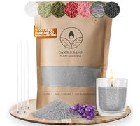 COMFORDER Sable pour Bougies parfumée avec Mèches, Kit Bougie à Faire Soi-Même, 400 g de Perles de Cire pour Bougie + 4 Mèches (Gris, Lavande)