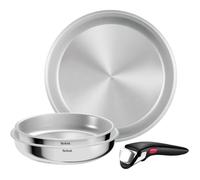 Comfort Max Batterie Cuisine 4 Pièces, Inox Sans Revêtement, Poêles Et Casseroles Empilables, Poignée Amovible