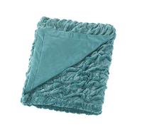 Comfort Spaces Ensemble Couverture et Oreiller en Fausse Fourrure froncée avec 2 Housses de Coussin carrées Assorties pour Salon, Chaise, canapé, Bureau à Domicile, Bleu Sarcelle, 127 x 152,4 cm