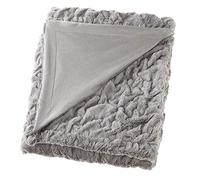 Comfort Spaces Ensemble de Couverture en Fausse Fourrure froncée Douce et pelucheuse avec 2 Housses de Coussin carrées Assorties pour canapé, Chaise, canapé, Salon, Bureau à Domicile, Gris, 127 x