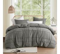 Comfort Spaces Parure de lit 2 pièces à Plis plissés pour lit Simple, Toutes Saisons légère et Extra Douce en Microfibre prélavée, Couvre-oreillers, lit Simple/lit Simple XL, Gris