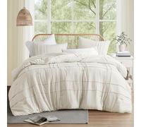 Comfort Spaces Parure de lit 2 pièces plissées à Nervures pour Toutes Les Saisons, légère et Extra Douce en Microfibre prélavée, Couvre-oreillers, lit Simple/lit Simple XL, crème