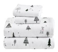 Comfort Spaces Parure de lit 3 pièces en Flanelle 100% Coton Ultra Douce et Confortable avec Poche élastique de 30,5 cm pour Matelas jusqu'à 35,6 cm, literie Chaude en Flanelle à thème imprimé, Renne