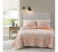 Comfort Spaces Parure de lit légère pour Toutes Les Saisons, taies d'oreiller Assorties, Microfibre, Gloria, Corail damassé, lit Double/Grand lit