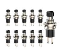 Comforty Lot de 10 mini interrupteurs momentanés à bouton-poussoir - Noir - 2 pôles - Pour modélisme ferroviaire