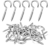Comforty Lot de 12 petits crochets à visser en acier inoxydable M5 x 65 mm, crochets de plafond A2 V2A, vis à crochet avec filetage, crochets à visser pour l'extérieur, crochets filetés M5, crochets à