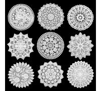 comfoyar 18 Pièces 25 cm Nappes en Dentelle Blanche Ronds pour Table, Sets de Table Vintage Rustique Fait Main au Crochet pour Meubles Mariages Fêtes Vase Coiffeuse Cuisine et Salle à Manger Décor