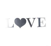 ComfyHarbor 4 lettres Love Home Family Miroir autocollant mural en acrylique pour décoration de salon, chambre à coucher, art vinyle réfléchissant argenté pour surfaces lisses comme le verre