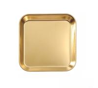 ComfyHarbor Assiette carrée épaisse en acier inoxydable 304, plat plat coréen doré pour barbecue, restauration, restaurant et usage domestique avec surface polie et base antidérapante (35,6 x 35,6 cm