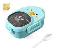 ComfyHarbor Boîte à déjeuner en acier inoxydable 304 étanche avec compartiments divisés, passe au micro-ondes, récipient alimentaire portable pour étudiants et travail, joli motif canard (bleu)